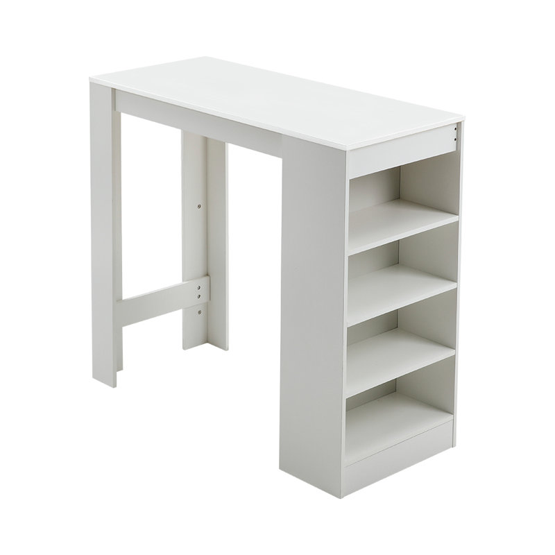 Bar Table With Open Shelves, White, White