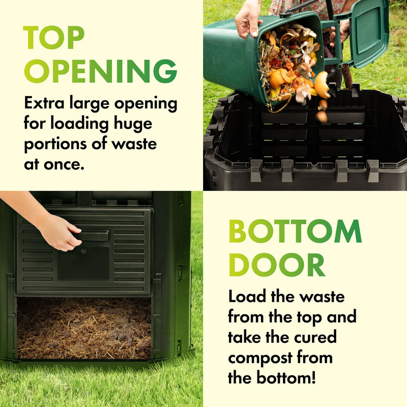 95 Gallons Plastic Odor Resistant Outdoor Stationary Composter with Latching Lid