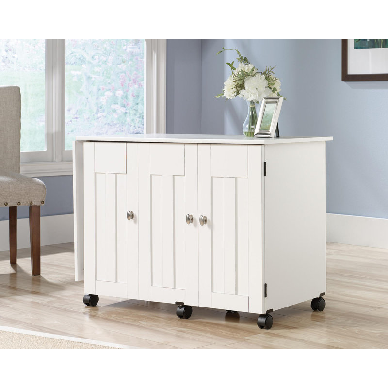 Jaason 158cm x 49.4cm Foldable Craft Table with Sewing Machine Platform and Wheels