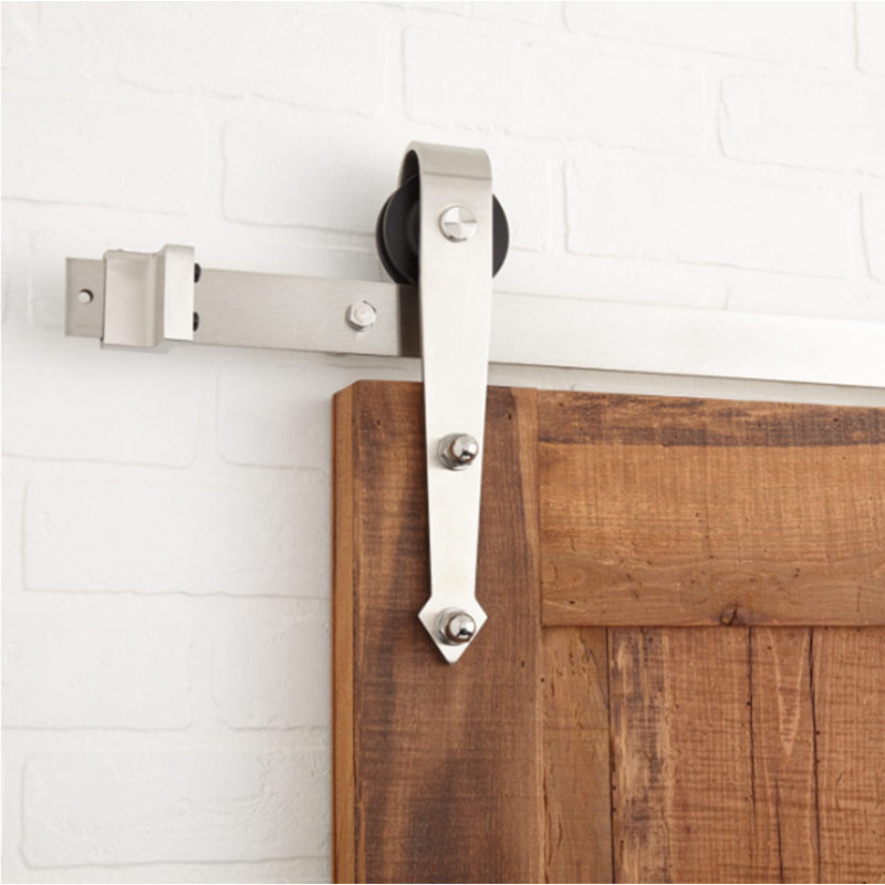 Brushed Nickel Arrow Design Non-Bypass Single Track Two Door Hardware Kit( Door Not Included), 54 in.