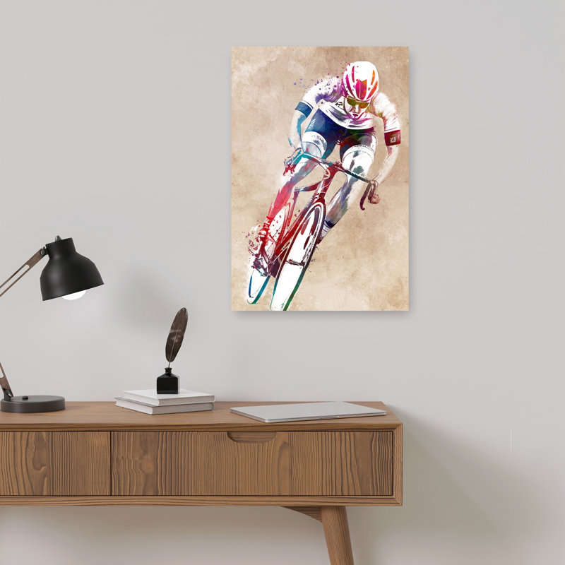 «Dynamic Cyclist Art», art mural contemporain, H 18 po x l 12 po