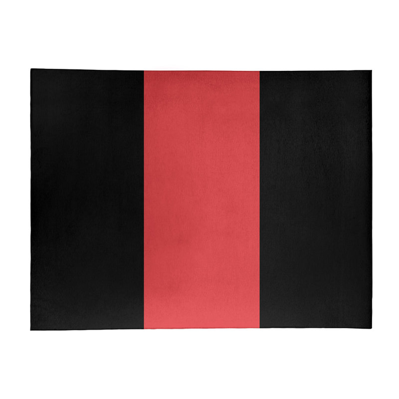 Tapis noir/rouge rayé, Rectangle 5 pi x 7 pi