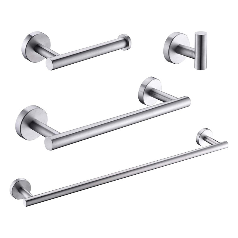 Ensemble de quincaillerie de salle de bain murale en acier inoxydable 4 pièces Topcraft, Nickel brossé