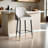 38" H Counter Height Bar Stool, Modern Barrel Counter Stools with Backrest, PU Leather Upholstered Accent Barstools for Kitchen Island-2133204809