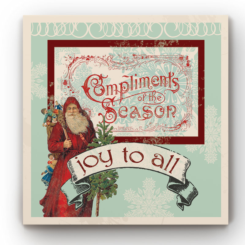 Retro: Joy To All - reproduction d'art sur toile tendue, H 24 po x l 24 po x P 1 po