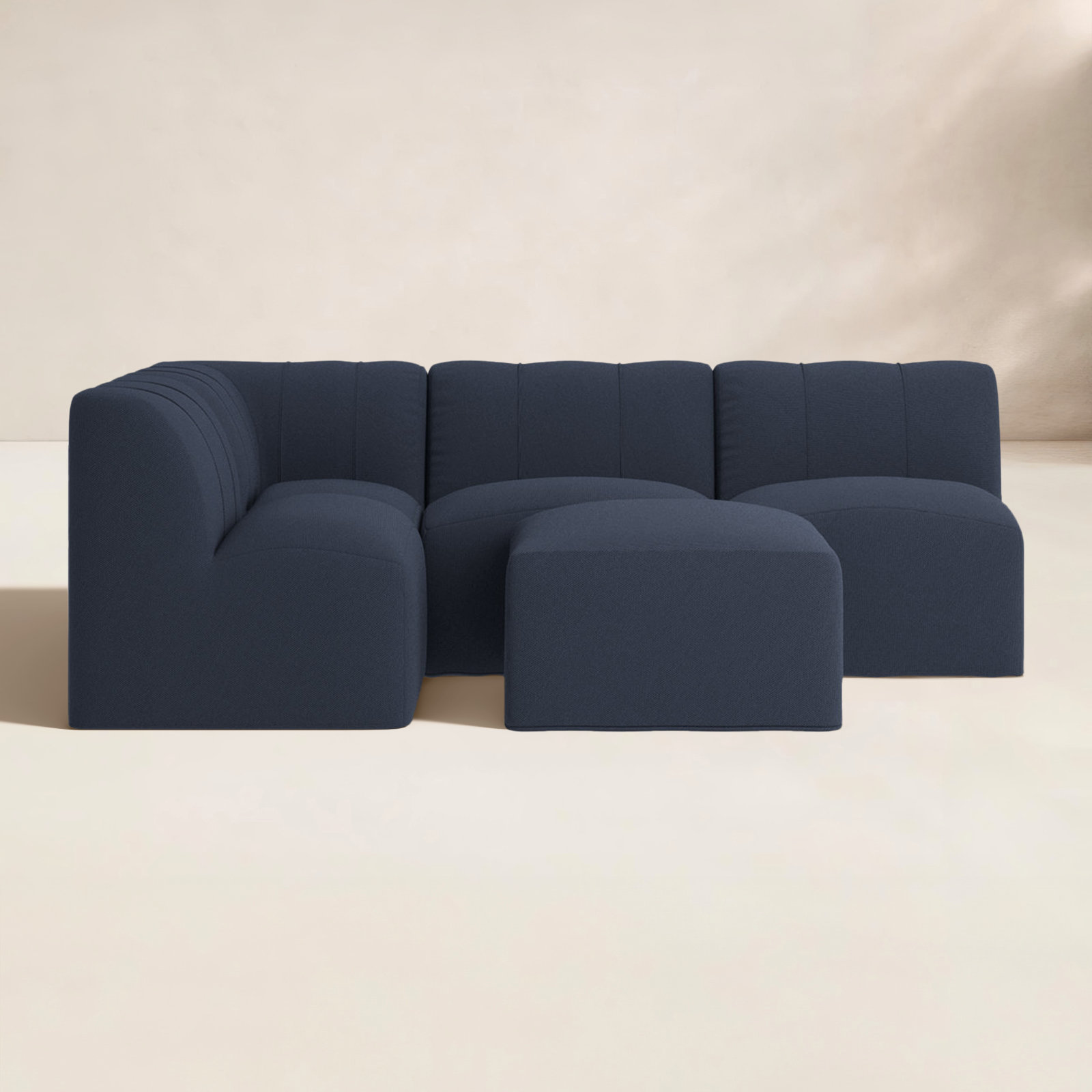 Praia 96" Sunbrella Outdoor Sofa with Ottoman, Canvas Navy Sunbrella® Canvas