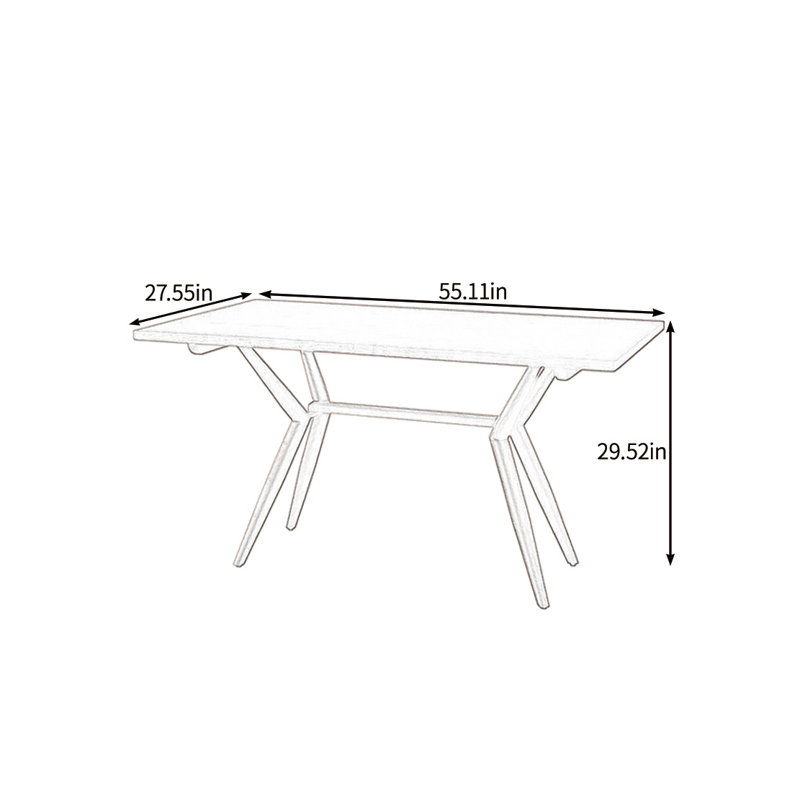 Solid and beautiful solid wood dining table, 29.52"H x 55.11"L x 27.55"W