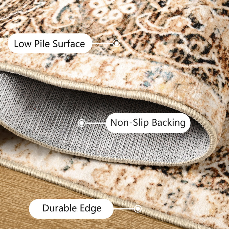 Fillender Washable Soft Vintage Rug Fashion Floral Rug For Living Room Dorm Decor, Rectangle 6' x 9'