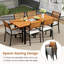 Ensemble de salle à manger de patio 7 pièces avec table extensible rectangulaire en bois d'acacia de 51 à 64 po
