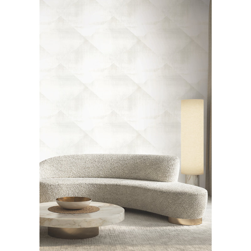 In Clay Geometric Wallpaper Double Roll, White Pearl