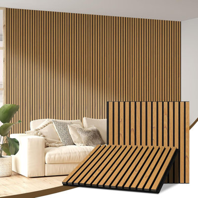 Panneaux de lattes en bois pour mur et plafond, paquet de 2 insonorisant, 23 pièces.