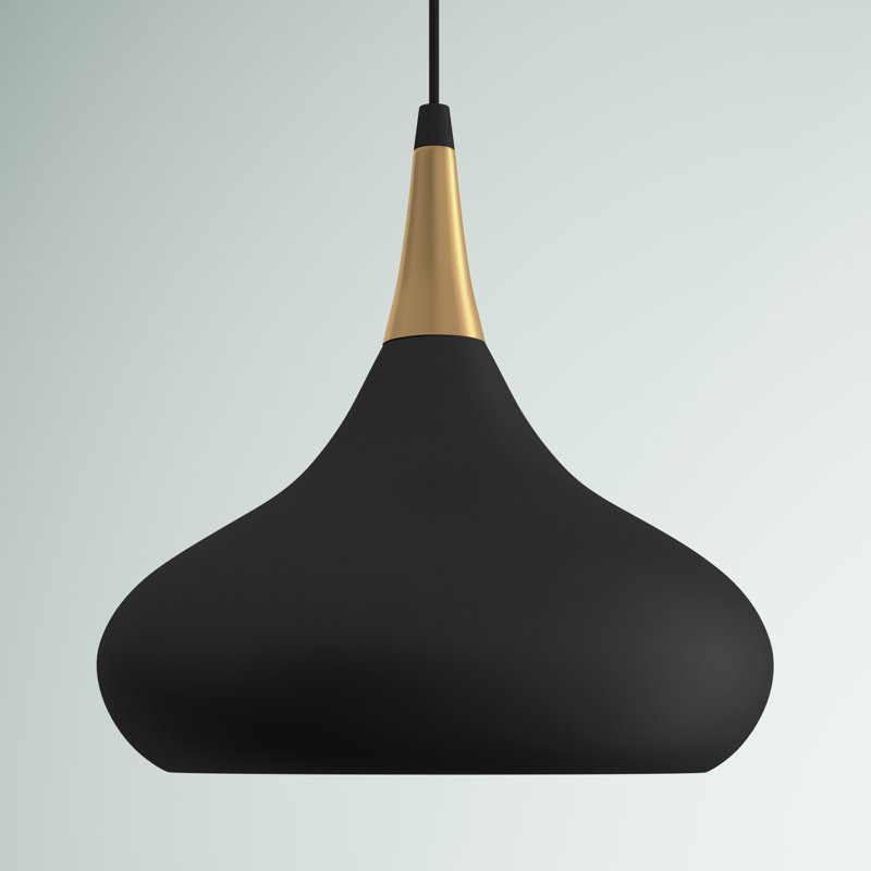 Braylon 1 - Light Single Pendant, Matte Black/Polished Nickel, 10" H x 10" W x 10" D