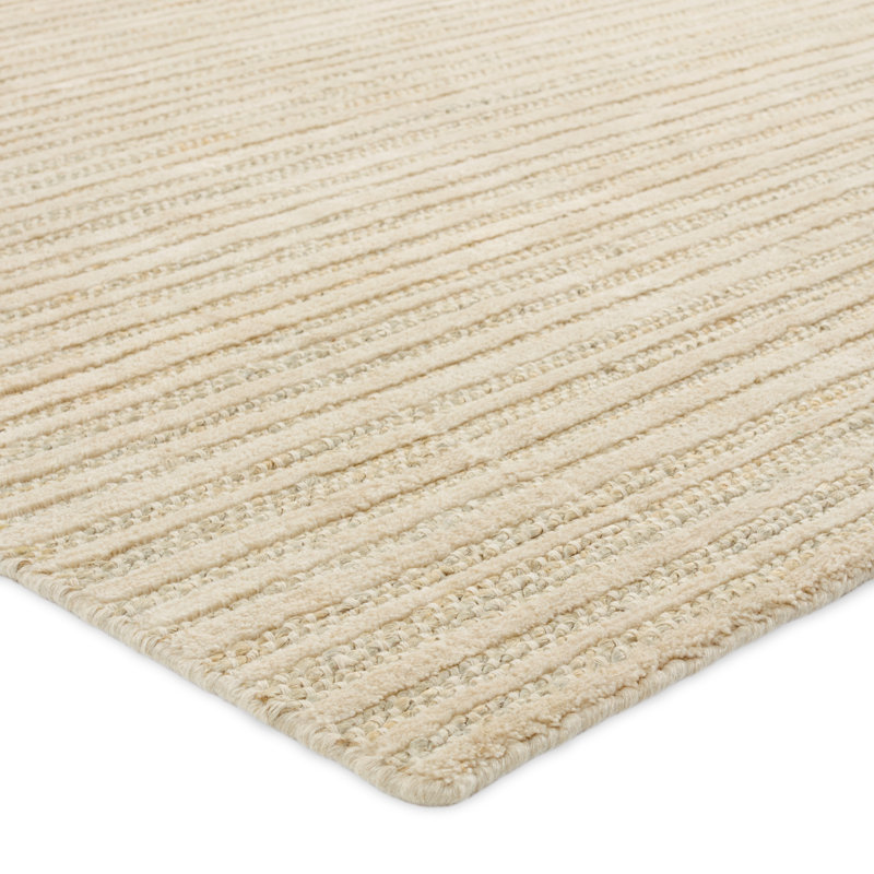 Neutral Handwoven Wool and Cotton Rectangular Rug 10' x 14'
