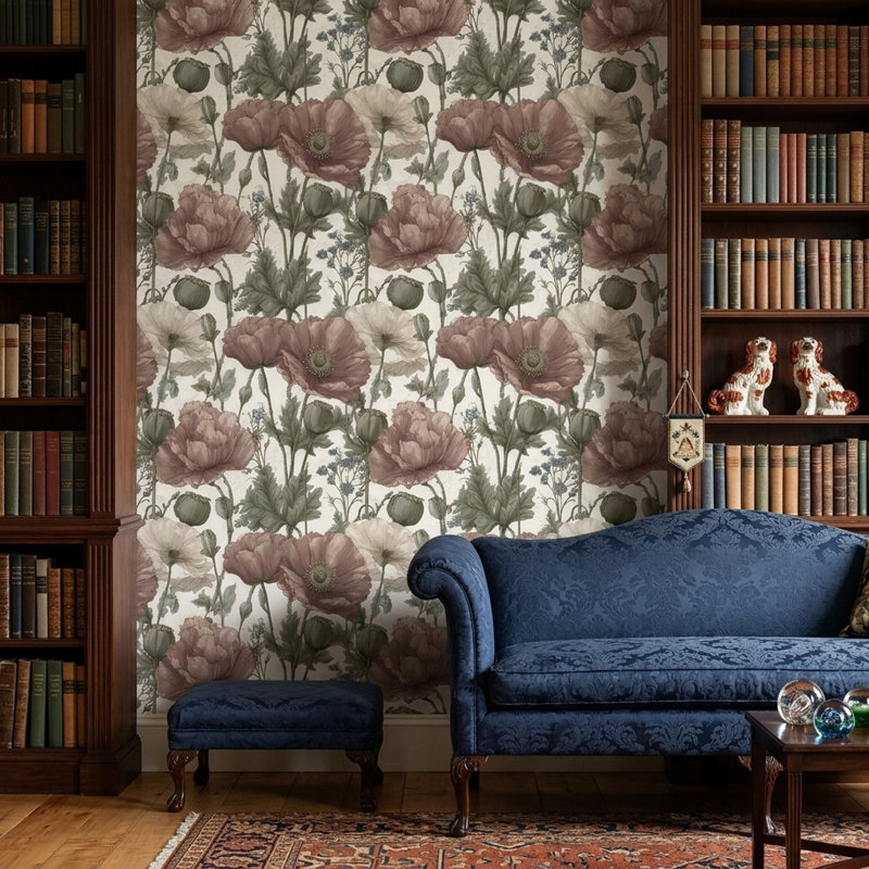 Papier peint floral pastel clair, Non-Woven Non-Pasted