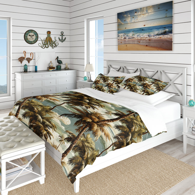 Ensemble de housse de couette Coconut Grove, Housse de couette pour grand lit et 2 taies décor