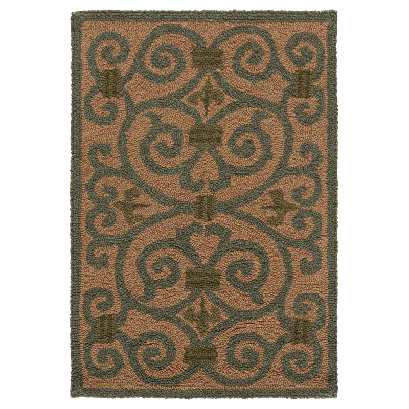 Brayton Hand Hooked Wool Pile Oriental Rug, Rectangle 1'8" x 2'6"
