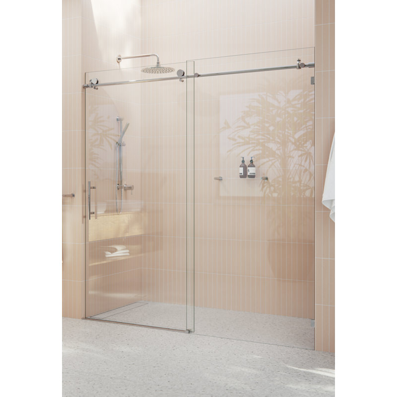 Eclipse 68 - 72 in. x 78 in. Fully Frameless Sliding Shower Door, Polished Chrome