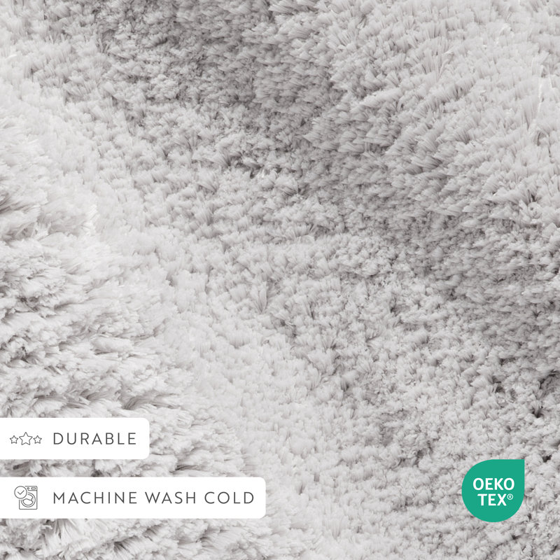 Plush Absorbent Bath Mat Rug with Anti-Skid Rubber Backing, 24" L x 17" W, Light Gray