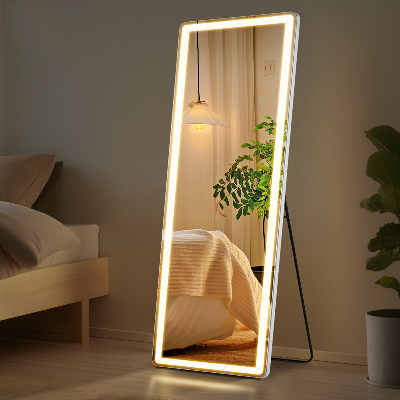Miroir de plancher rectangulaire en métal Hameed, 71 po x 26 po