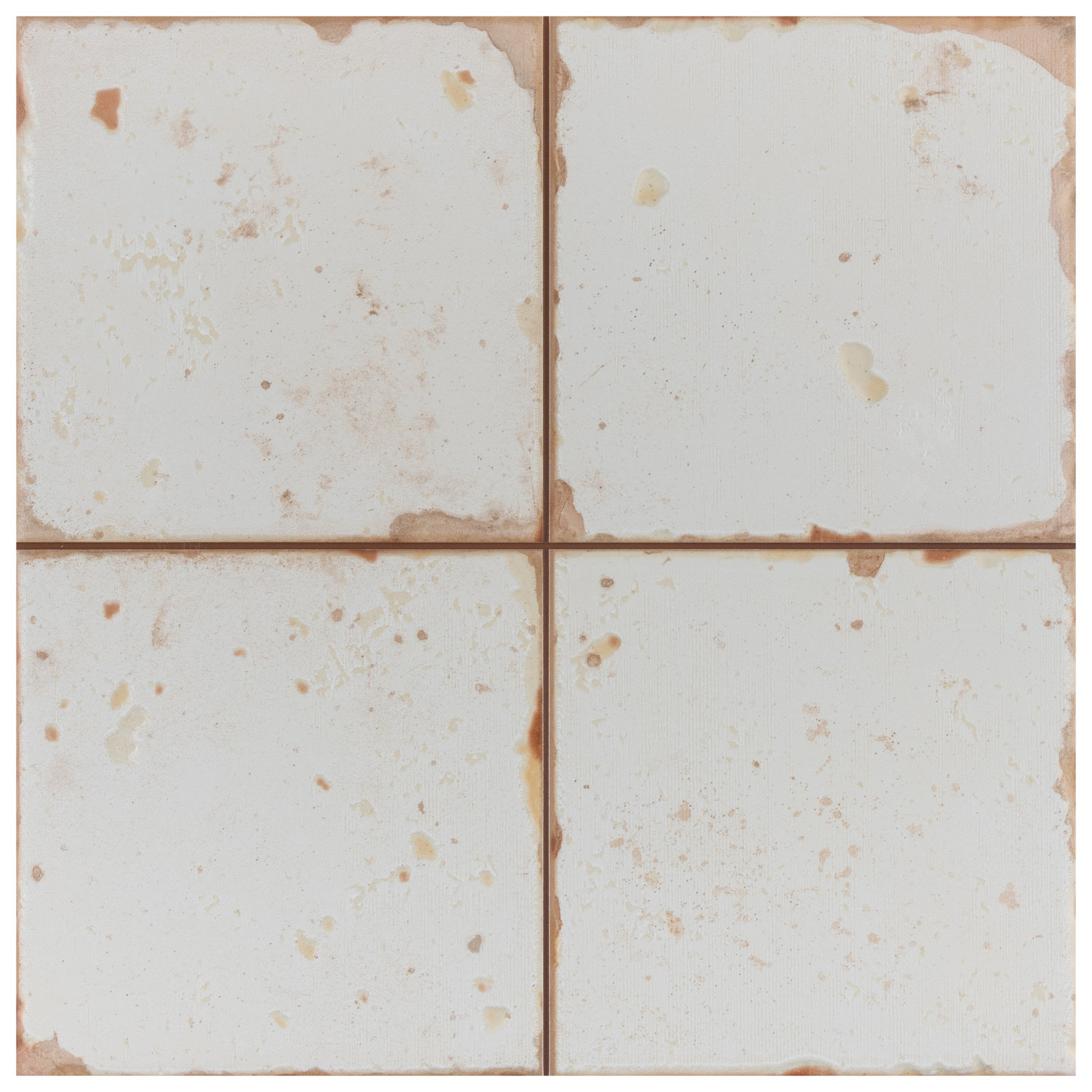 Artisan 13" x 13" Ceramic Vintage Wall & Floor Tile, Ivory