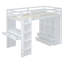 Lit mezzanine double avec grandes tablettes, bureau et lumière DEL, blanc