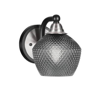 Applique murale en verre fumé noir mat et nickel brossé 6 po Allexus