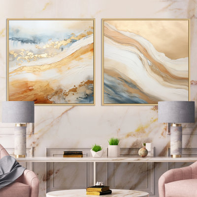 Beach Sand Fusion - Abstract Square Collage Set Of 2