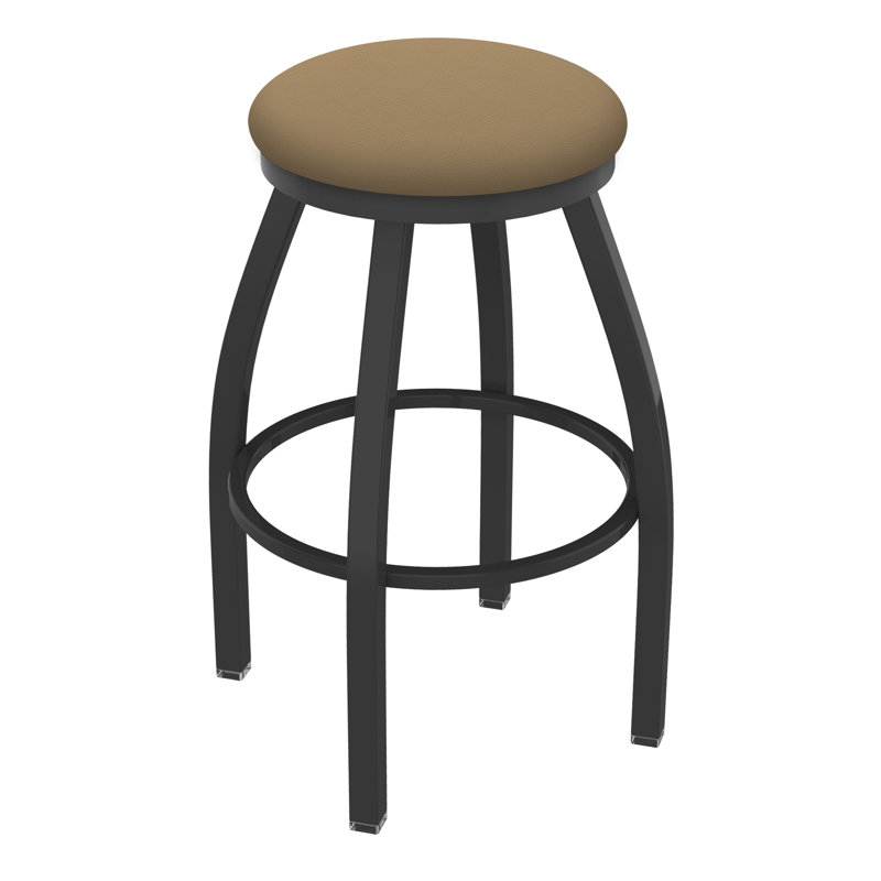 Cragin Swivel Upholstered Counter Stool, Pewter, Vinyl-Canter Sand, Bar Stool (30” Seat Height)