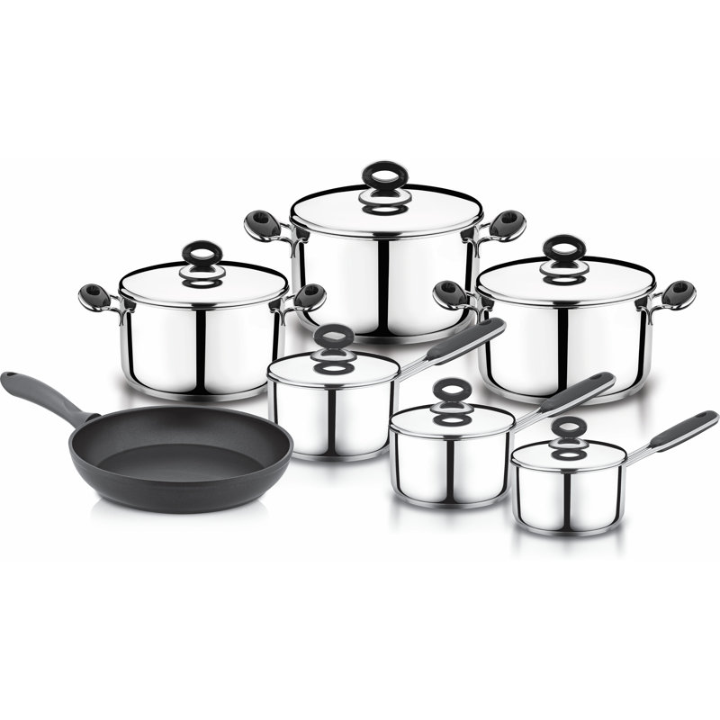 13 - Piece Stainless Steel Cookware Set, Black