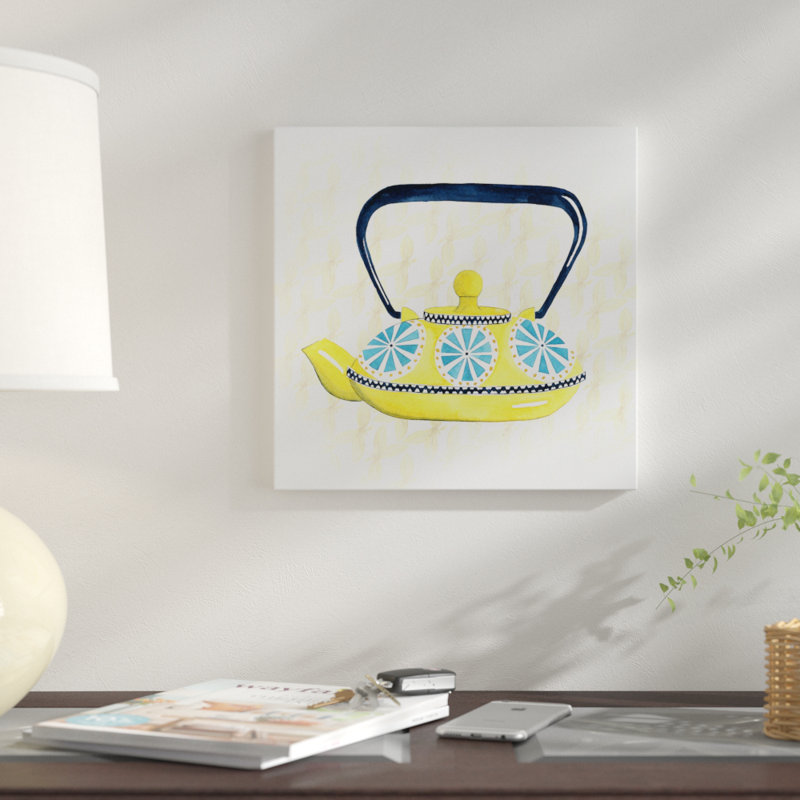 « doux théière ii », reproduction d’impression sur toile, H 18 po x l 18 po x P 1,5 po, Toile tendue, Pas de tapis