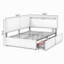 Lit double capitonné Cloud avec tête de lit, 2 tiroirs de rangement, éclairage DEL, port USB, pieds en bois, sans sommier.
