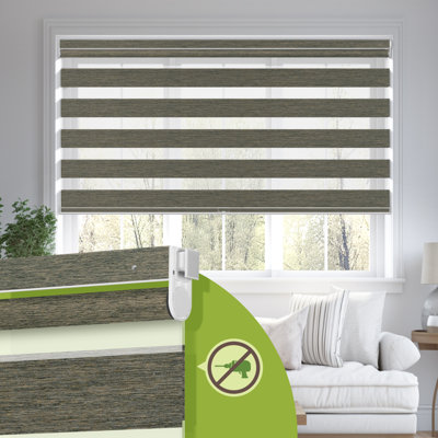 Rideaux zébrés sans perçage pour fenêtres l 34 po x H 72 po, blanc occultant, filtrage de la lumière à double couche sans cordon et stores zébrés occultants, stores à enroulement filtrant la lumière facile à installer pour la maison