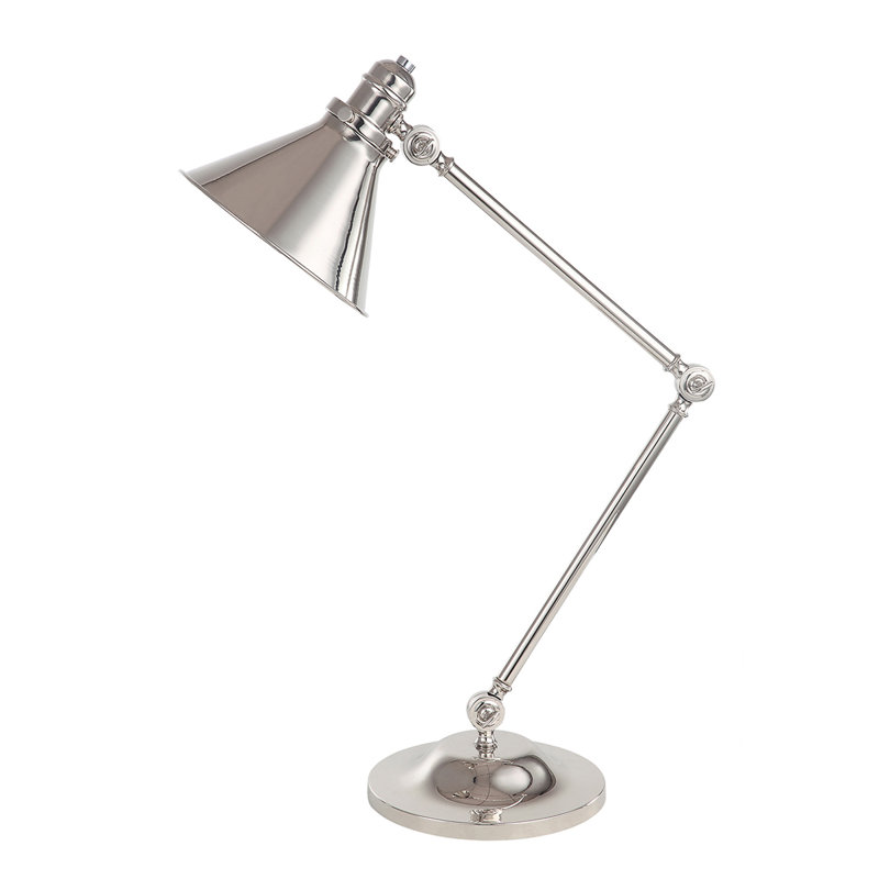 Evie Adjustable Metal Desk Lamp, Polished Nickel