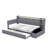 Twin Size Upholstered Daybed with Trundle, Storage, LED Light & USB Charging,Grey-1869391447-1869391445