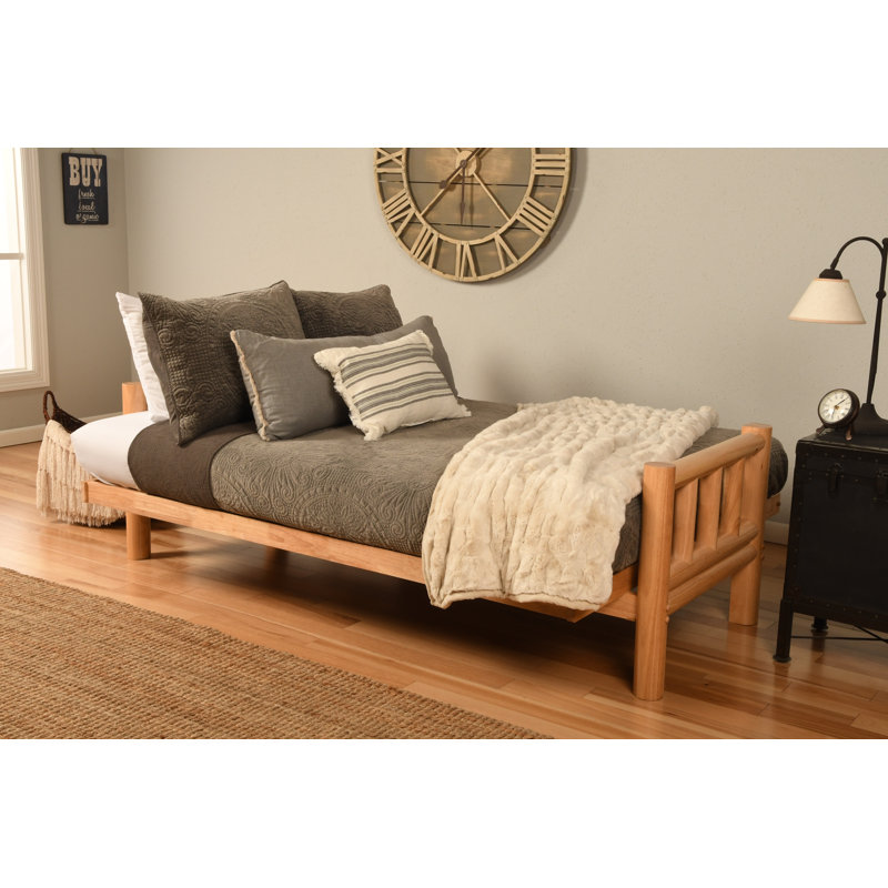 Stratford Full Loose Back Futon and Mattress Set, Natural, Linen Stone