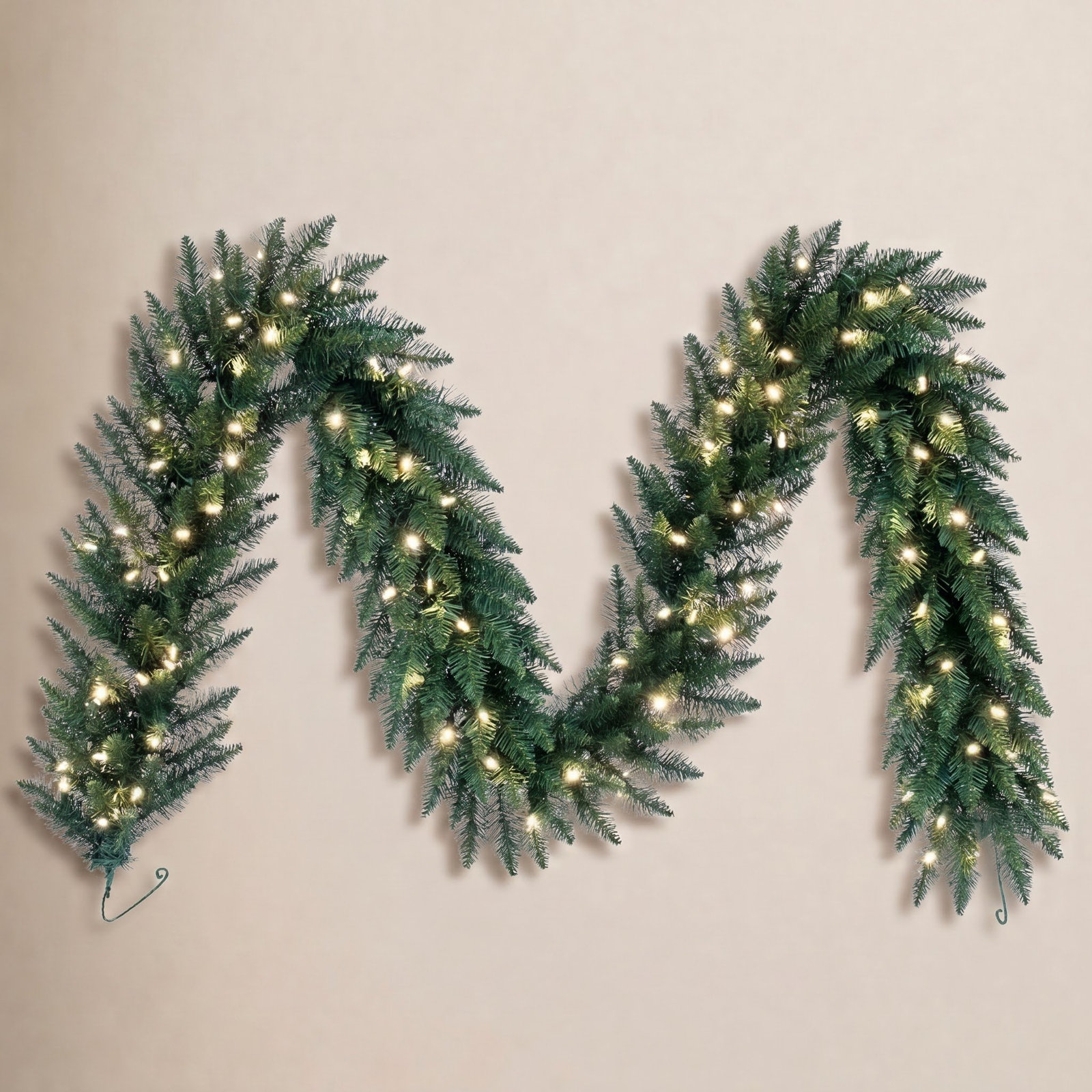 108'' in. Lighted Faux Fir Garland
