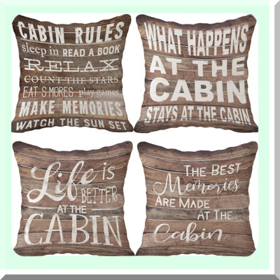Vintage Cabin Wood Grain Throw Pillow Set - Outdoor Porch Decor - Cabin Rules Decor - Sofa Couch Bed Pillows Cover - Set of 4