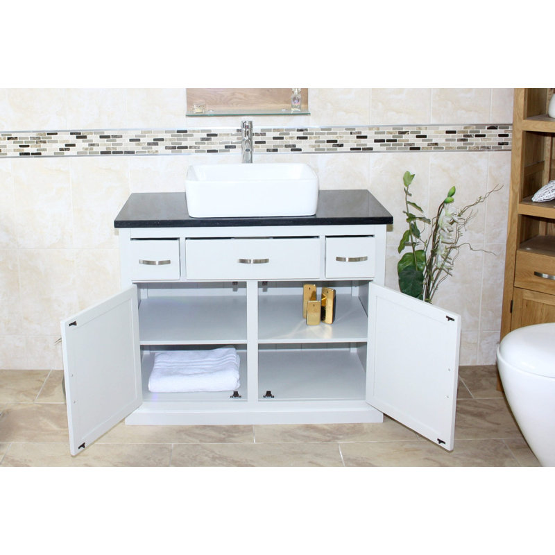 Roderick 1000mm Single Bathroom Vanity with Basin, Black Quartz, Grey