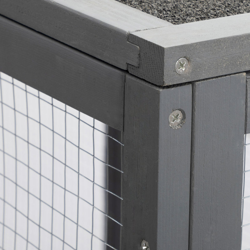 Cage féline avec toit imperméable et marches réglables - couvercle gris noir