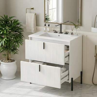 Meuble-lavabo de 30 po avec lavabo en céramique et 2 tiroirs