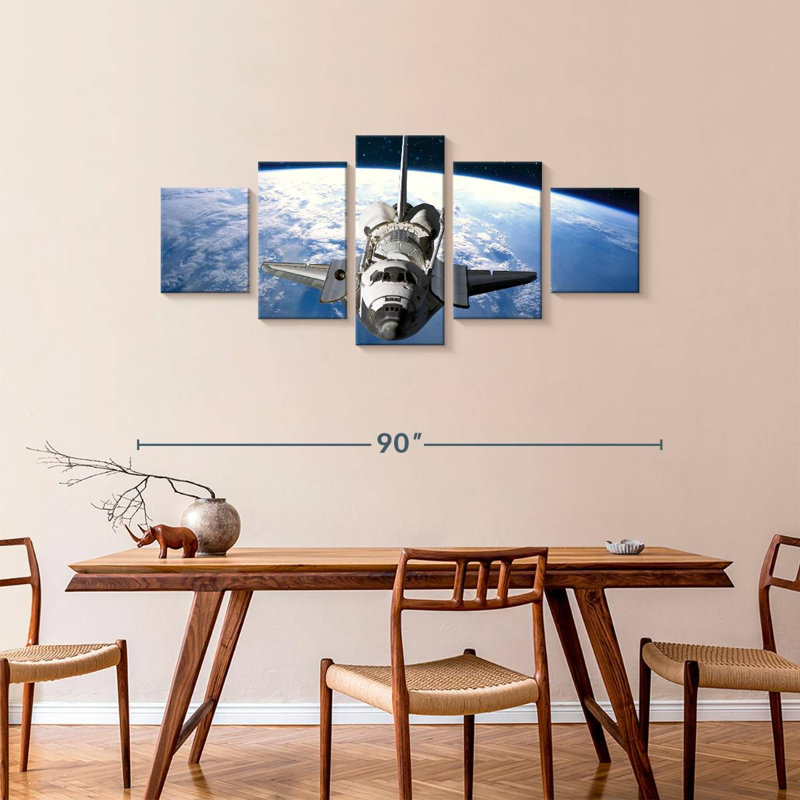 Space Shuttle Orbiting Earth, 36" H x 80" W