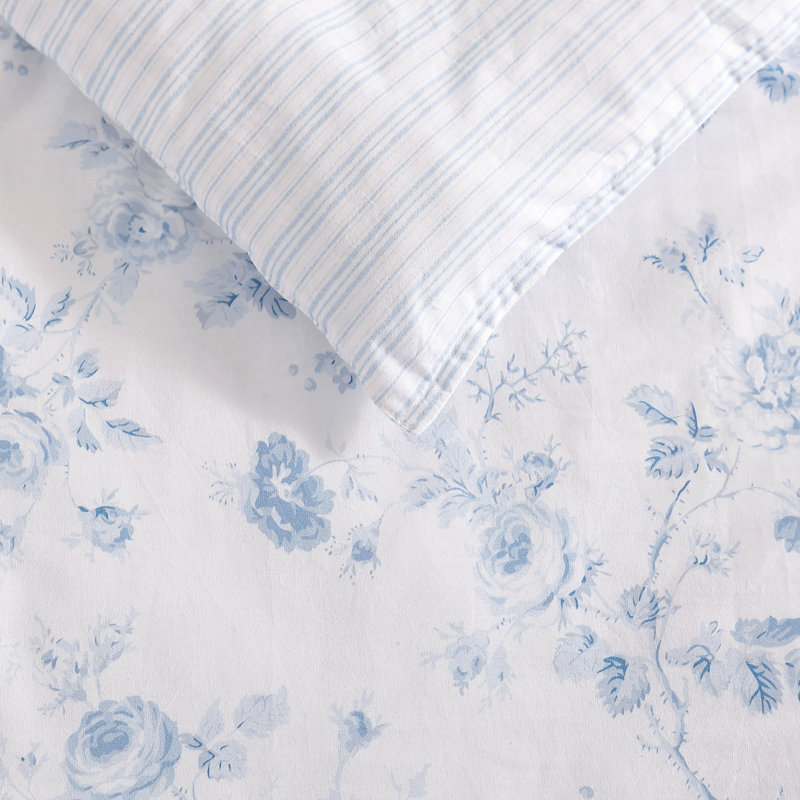 Belinda Blue Reversible Cotton King Comforter Set