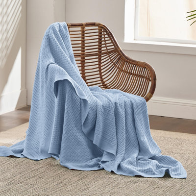 Bedsure Cotton Waffle Weave Throw Blanket