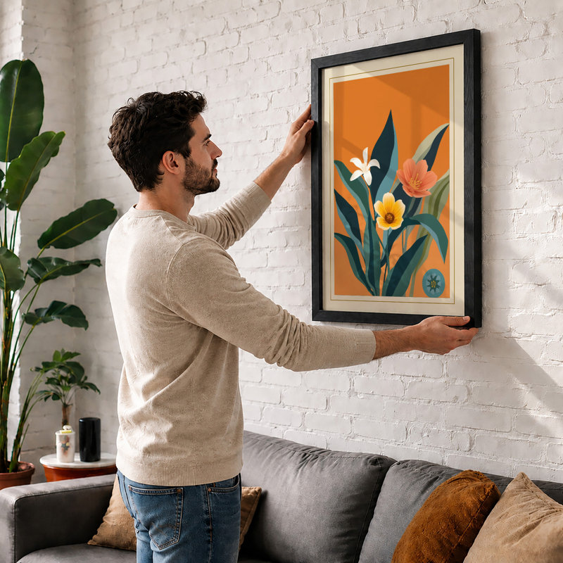 Triptych Botanical - Framed Print, Black, A3 - 42.0 x 29.7 cm