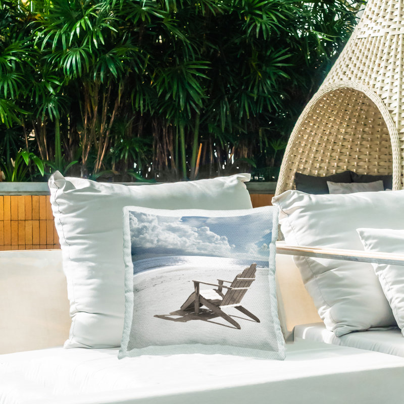 Rolling Clouds Beach Printed Outdoor Throw Pillow Design by Noah Bay