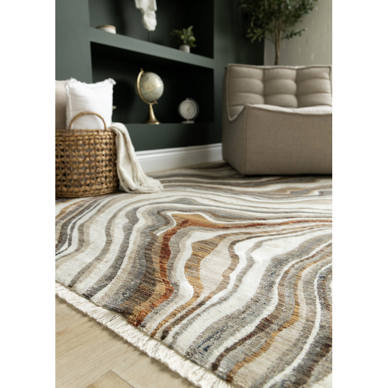 Tapis de salon en polypropylène crème Devanee, Rectangle 6 pi 7 po x 10 pi 2 po