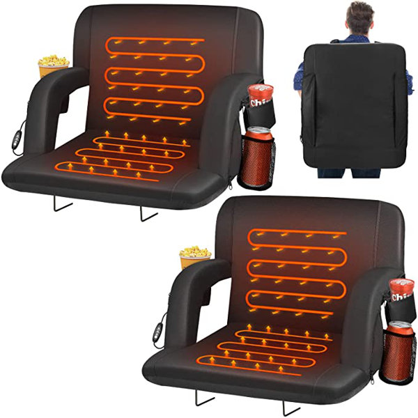 20 in. Portable Heated Stadium SEATS with Adjustable Padded Backrest