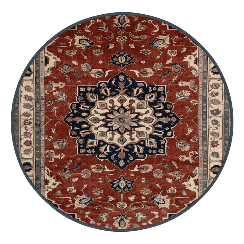 Tapis brun turc lavable à la machine, Rond 6 pi