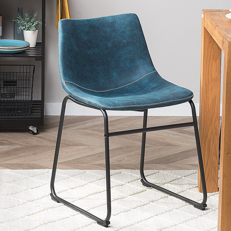 Yorba Linda 43cm H Polyester Blend Upholstered Side Chair, Blue