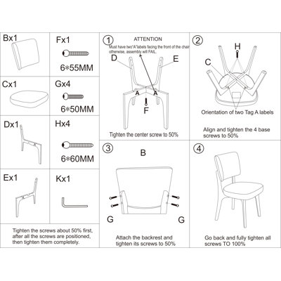 Chaises de salle à manger rembourrées Modern